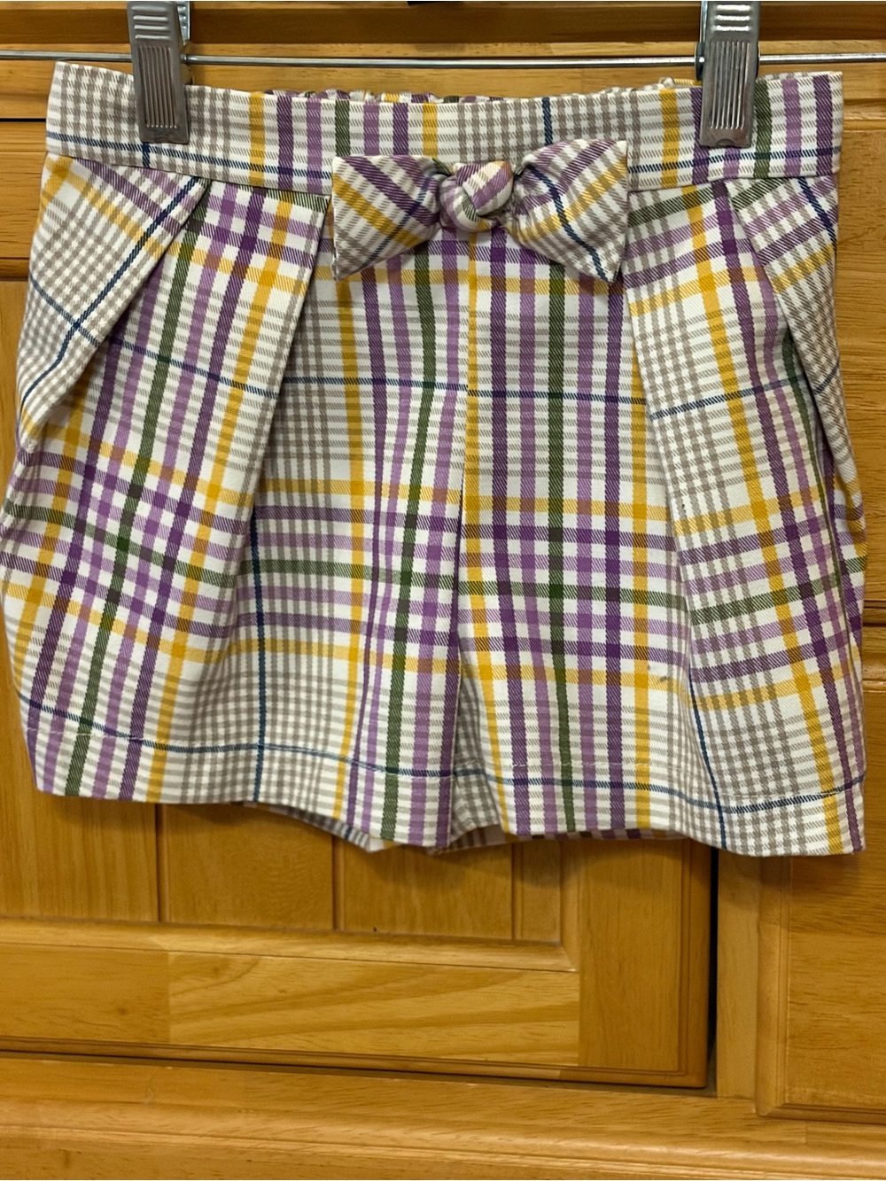 Mayoral Girls' Purple, Green & Gold Plaid Shorts Perfect for Mardi Gras Size 5